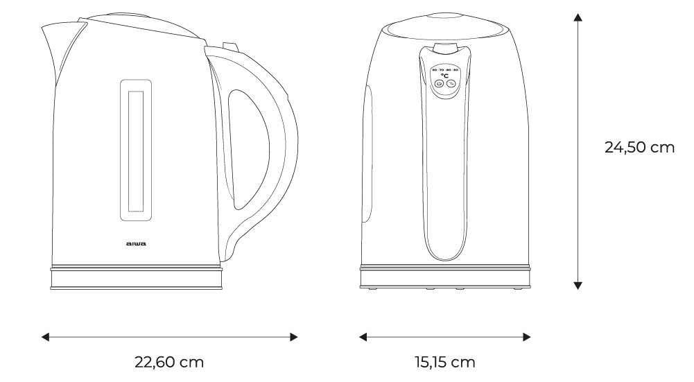 AIWA Kettle KAWAKO-measures AIWA Kettle KAWAKO-measures